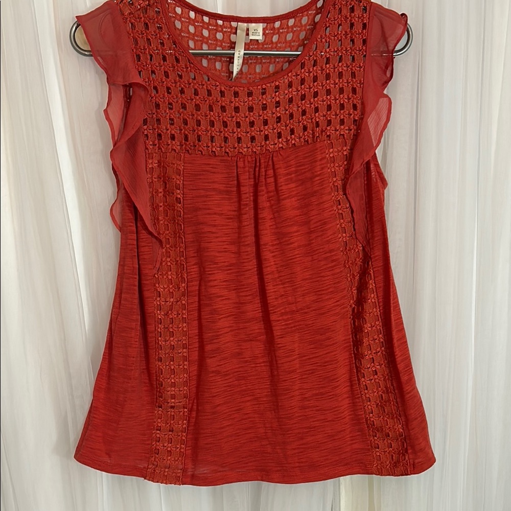 LC Lauren Conrad Red Ruffled Blouse